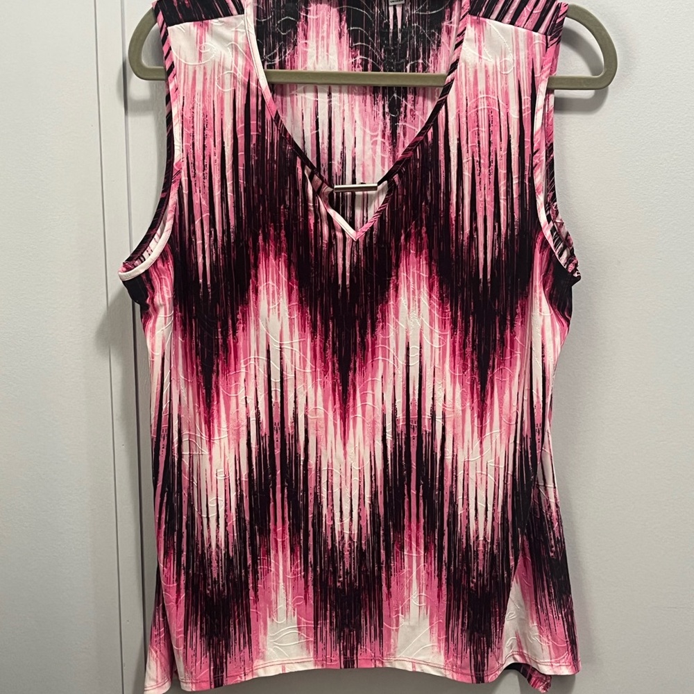 Notations Pink and Black Zigzag Tank Top